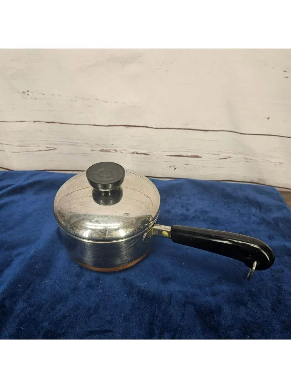 Vintage Revere Ware Copper Bottom Saucepan With Lid 3/4 Qt Stainless Steel Black